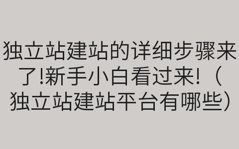 獨(dú)立站建站的詳細(xì)步驟來了!新手小白看過來!（獨(dú)立站建站平臺有哪些）