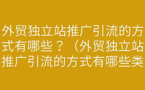 外貿(mào)獨(dú)立站推廣引流的方式有哪些？（外貿(mào)獨(dú)立站推廣引流的方式有哪些類型）